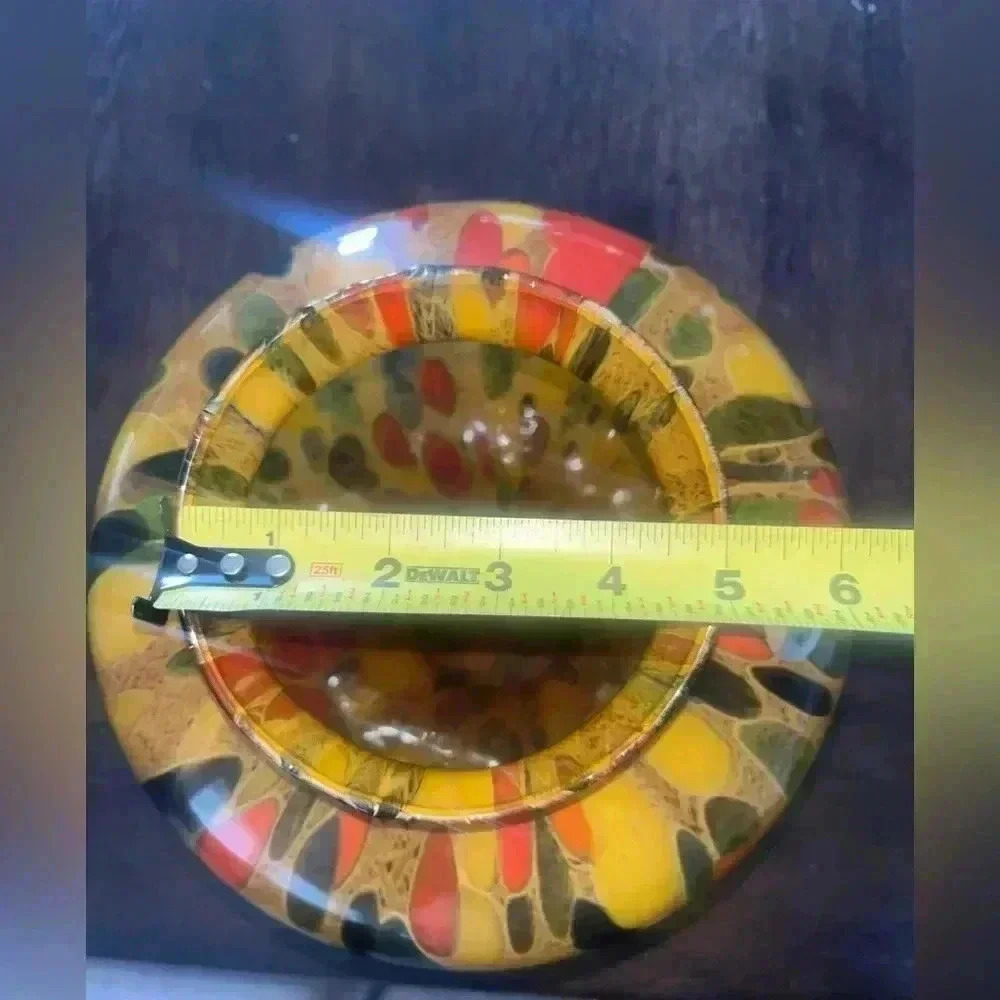 Vintage Maestri Vetrai Glass Vase Orange Confetti/Multicolored Made it Italy - Picture 5 of 5